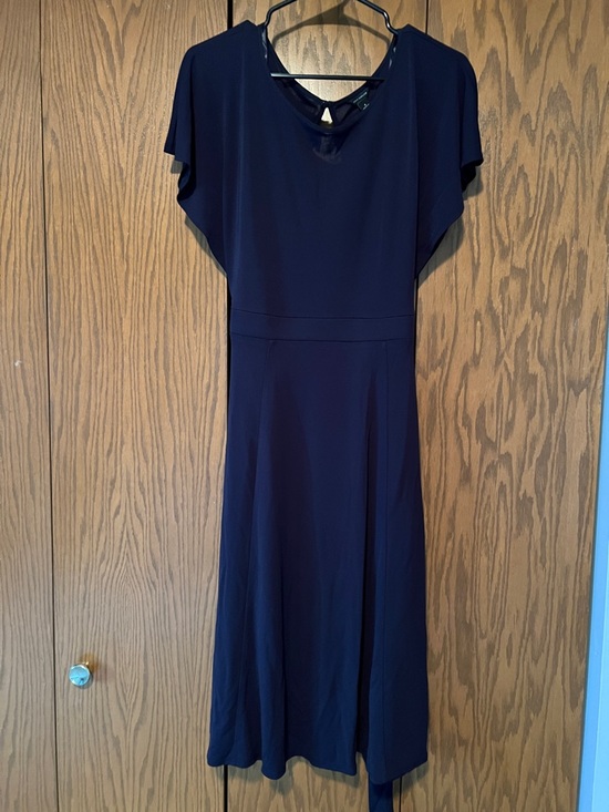 Ann Taylor Dresses & Skirts - Ann Taylor Navy Flutter-Sleeve Midi Dress